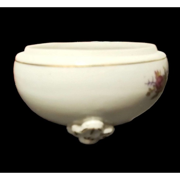 Vintage Porcelain Trinket Dish Andre Richard Japan Floral Missing Lid 3 Feet - Picture 4 of 8